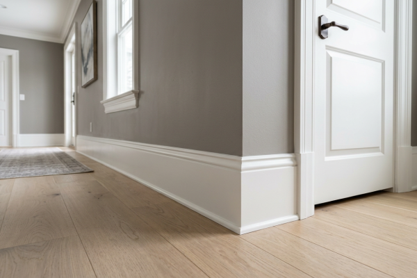 Plywood for Doors and Frames Interior door and frame with clean white finish in a modern residential hallway